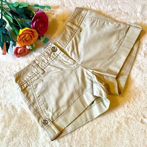 Express Design Studio Khaki Dress Cuffed Sateen Shorts, SZ 0.